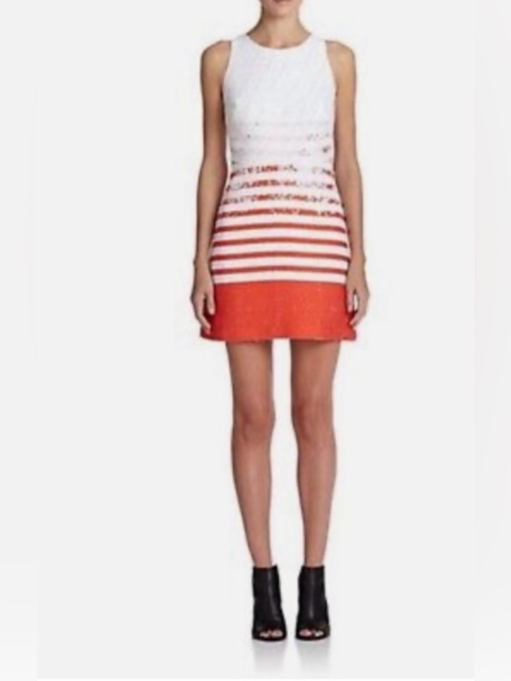 Milly Tweed A-Line Mini Dress Metallic Open Back Size 0 Designer Cocktail